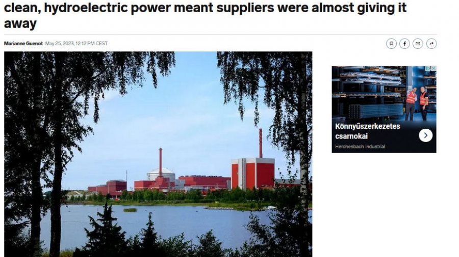 Finnországban a villamosenergia-árak negatívba fordultak